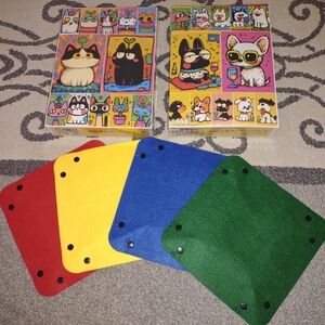 NEW 2x 1000pc "JIGSAW PUZZLE" Cat & Dog Art, 700x500mm + Felt Bowl Set